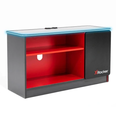Abbildung von X Rocker Carbon Tek Gaming TV Board mit LED Beleuchtung grau/rot