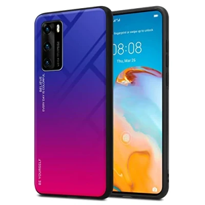 Abbildung von Cadorabo Hülle kompatibel mit Huawei P40 Schutzhülle TPU Silikon Case Glas Slim Kratzfest Weiche Gummi Rundumschutz für in Schwarz