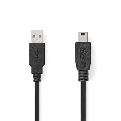Abbildung von Nedis USB Kabel 2.0 A Stecker Mini B 5 pin 480 Mbps Vernickelt 3.00 m Rund PVC Schwarz Label