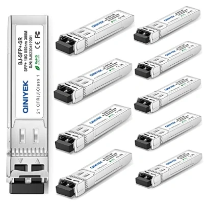 Abbildung von QINIYEK 10GBase SR SFP+ Transceiver, 10G Multimode LC Modul Kompatibel für Cisco SFP SR, Ubiquiti UF MM 10G, Fortinet, Mikrotik, Netgear, Supermicro, 850 nm MMF, bis zu 300 m (10 Stück)