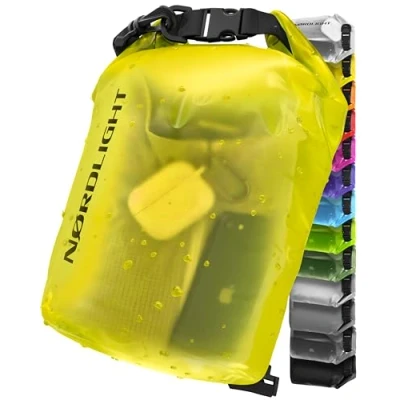 Abbildung von Nordlight Dry Bag 10L Wasserdichter Beutel (Gelb) Packsack Mit Roll Top Verschluss Und Schultergurt Schwimmen, Baden, Strand, Kanu, Stand Up Paddling, Tauchen