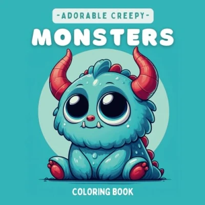 Abbildung von Adorable Creepy Monsters Coloring Book: Stress Relief Cute Mini Pages for Adults and Teens