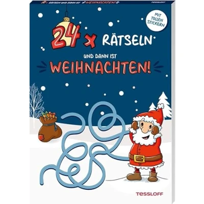 Abbildung von 24 x Rätseln und dann ist Weihnachten! / Stimmungsvolle Rätsel für Kinder ab 4 Jahren mit vielen bunten Stickern: Adventskalender zum ... bezaubernden Stickern (Rätsel, Spaß, Spiele)