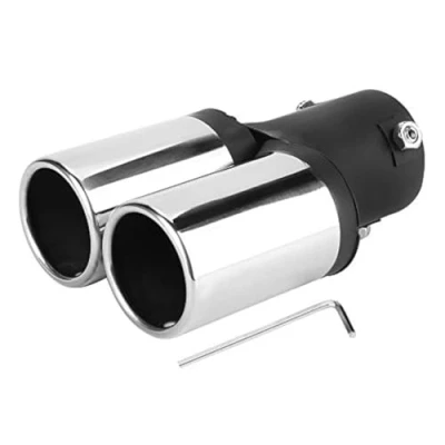 Abbildung von Auspuffrohr Doppelauspuffspitze Endrohr Edelstahl Universal Car Modified Doppelauspuffrohr Heckschalldämpfer Heckspitze