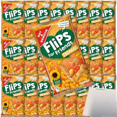 Abbildung von Gut&amp;Günstig Erdnuss Flips Mais Snack VPE (25x200g Tüte) + usy Block
