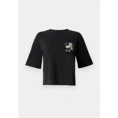 Abbildung von ONLY Onllucy LIFE Flowers Tshirt print, Damen, Größe: Large, Black/vitamin sea