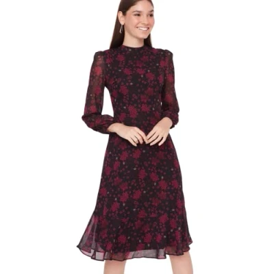 Abbildung von Trendyol Damen Gerade Midi Lange Ärmel Tag Nacht Regulär Kleid