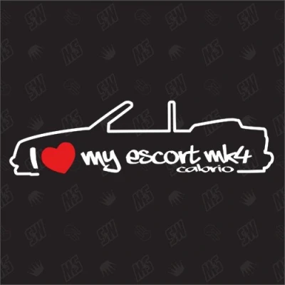 Abbildung von speedwerk motorwear I Love My Escort MK4 Cabrio Sticker Kompatibel mit Ford Bj. 1986 1990