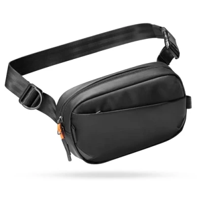 Abbildung von Inateck Sling Bag X Mini, 1,5 Liter Bauchtasche Gürteltasche Damen Herren mit RFID Schutz Brusttasche für Reise, Sport, Wandern, Schwarz