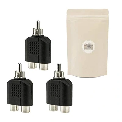 Abbildung von 3X RCA Doubler Audio Adapter Stecker auf 2 Cinch Buchse