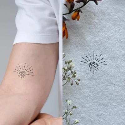 Abbildung von Linienauge Inkster Tattoo vegane &amp; wasserfeste Temporäre Tattoos für Erwachsene EU Kosmetikzertifizierte Farbe revolutionäres 2 Wochen Premium Klebetattoos