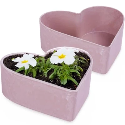 Abbildung von matches21 HOME &amp; HOBBY Blumentopf Herz Pflanzschalen für draussen Dekoschalen rosa rot 2x 22 cm (2 St), Blumen Schale als wetterfeste Friedhof Grab Schmuck Grabschale