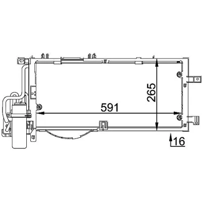 Abbildung von MAHLE ORIGINAL AC 309 000P Klimakondensator mit Trockner 550mm OPEL: Combo C Kasten / Kombi, Corsa Schrägheck, Tour