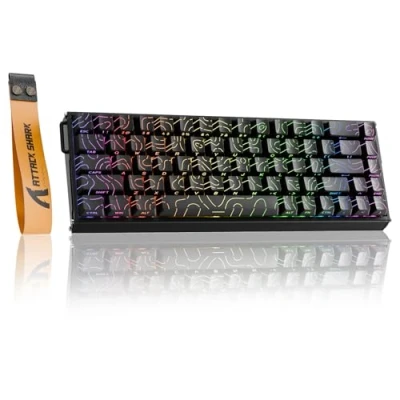 Abbildung von ATTACK SHARK X68MAX HE Rapid Trigger Kabelgebundene Gaming Tastatur aus Aluminium,0.005mm RT Genauigkeit,Hall Effekt Magnetschalter,Einstellbare Betätigung,8000Hz,0,08ms Latenz,RGB (Schwarze Konturen)