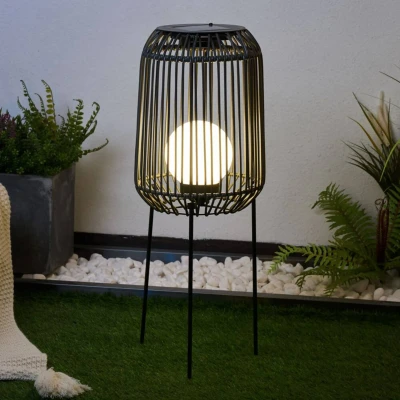 Abbildung von Pauleen 48178 Sunshine Coziness Solar Stehleuchte für Balkon oder Garten Schwarz Außenbeleuchtung Kunststoff, Rattan, Metall 3000K