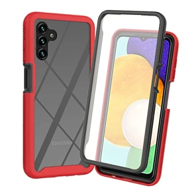 Abbildung von XINNI Hülle für Samsung Galaxy A04S(A13 5G), 360 Grad Stoßfeste Schutzhülle mit Integriertem Bildschirmschutz, Robuster Bumper Outdoor Full Body Case, Rot