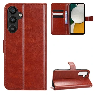Abbildung von Kukoufey Hülle für Samsung Galaxy A34 5G Leder,Hülle SM A346B/DSN / A346E/DS A346M A346E A346B Schutzhülle Case Cover Brown
