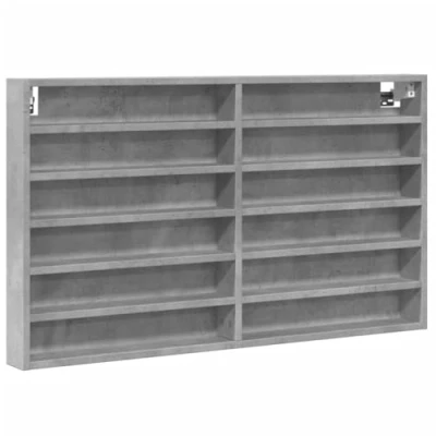 Abbildung von vidaXL Vitrinenschrank, Sammlervitrine 12 Ablagen, Hängevitrine Wandregal für Wohnzimmer, Glasvitrine Wandvitrine Hängeregal, Betongrau Holzwerkstoff