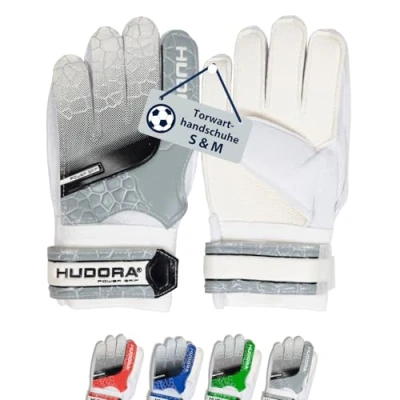 Abbildung von HUDORA Torwarthandschuhe Gepolsterte Fußball Torhüterhandschuhe für Kinder &amp; Jugendliche in Größe S Schaumstoffrücken Fußballhandschuhe mit Klettverschluss grau