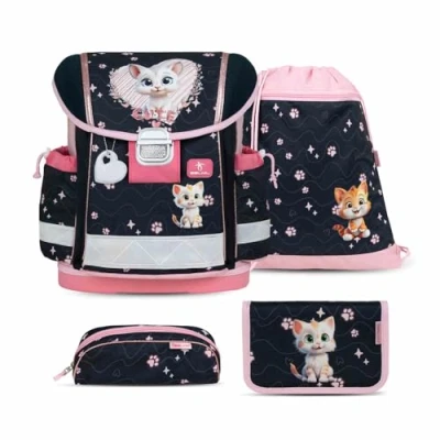 Abbildung von Belmil Classy Schulranzen Set 4 teilig Cute Kitten mit Brustgurt