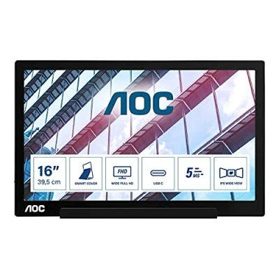 Abbildung von AOC I1601P 16 Zoll tragbarer FHD USB C Monitor, AutoPivot (1920x1080, 60 Hertz, C) schwarz
