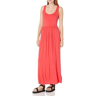 Abbildung von Amazon Essentials Damen Tailliertes Tanktop Maxikleid(erhältlich in Übergröße), Rot, XL