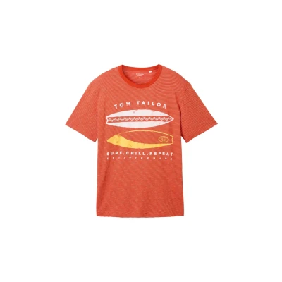 Abbildung von TOM Tailor Kurzarm Tshirt print, Herren, Größe: Large, Orange