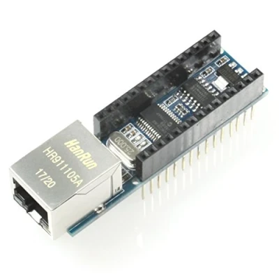 Abbildung von Paradisetronic.com Ethernet Shield, Erweiterung für Arduino Nano mit ENC28J60, RJ45, z.B. Webserver Applikationen, IoT