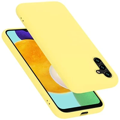 Abbildung von Cadorabo Hülle kompatibel mit Samsung Galaxy A13 5G Silikon Handyhülle für Case aus flüssigem stoßfeste dünne TPU Schutzhülle Liquid GELB