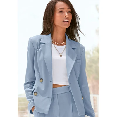 Abbildung von LASCANA Kurzblazer, mit doppelreihigem Knopfverschluss, Damenblazer, sportlich elegant