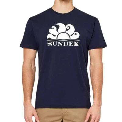 Abbildung von Sundek New Simeon Logo Herren T Shirt 100% Baumwolle (XXL, Blau/Weiß)