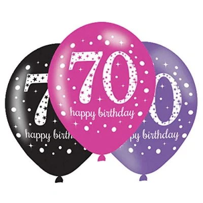 Abbildung von Luftballons 70 Jahre Geburtstag Sparkling Pink 27,5cm 6 Stück