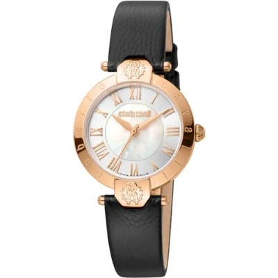 Abbildung von Roberto Cavalli by Franck Muller Damen Analog Quarz Uhr mit Leder Armband RV1L166L0031