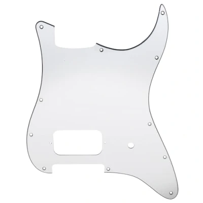 Abbildung von Musiclily Pro 11 Löcher Strat Pickguard 1 Humbucker Gitarren Schlagbrett für Fender USA/Mexico Tom Delonge Style E Gitarre, 3 lagig Weiß