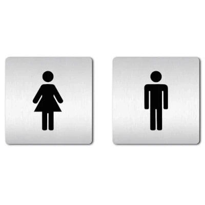 Abbildung von Türschilder24 XXL WC Schilder (B) 125 x mm Set Damen + Herren Stabile aus 1,5 Aluminium Vollmaterial! geschliffene Edelstahloptik 100% Made in Germany (Variante B)