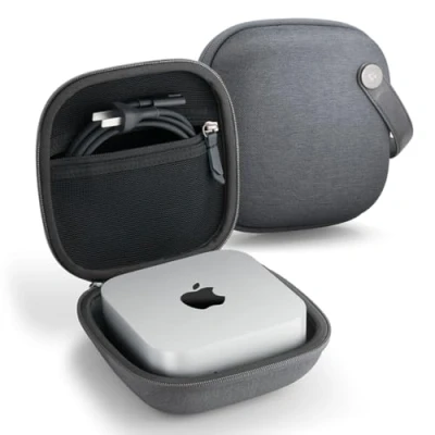 Abbildung von Spigen Klasden Tasche mit Hartschale Entwickelt für Mac Mini M4 / Pro Chip 2024 Tragetasche Ledergriff Schwarz