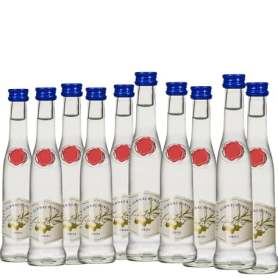 Abbildung von 10 x Obstgeist Sanddorn 4cl (40% Vol) Sanddorngeist kleine Flaschen Schnaps aus Deutschland Schwechower Obstbrennerei (1229)