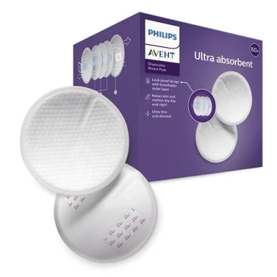 Abbildung von Philips Avent Einweg Stilleinlagen, Ultra Komfort und Sicherheit, 60 Stück, weiß (Modell SCF254/61)