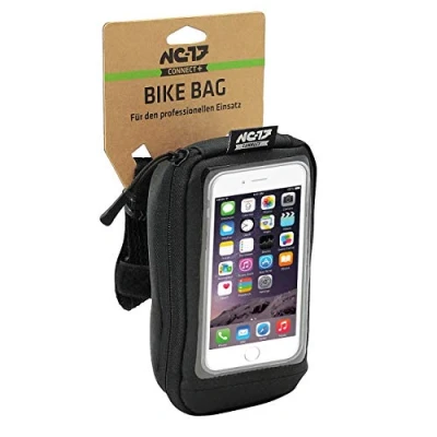 Abbildung von NC 17 Connect Universal Vorbautasche / Stem bag Fahrrad , Smartphonetasche mit Staufach, Kabeldurchlass, Klettverschluss wasserabweisend