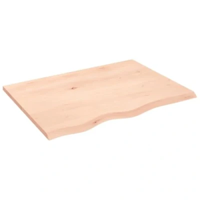 Abbildung von vidaXL Waschtischplatte, Multifunktional Arbeitsplatte mit Naturkante, Waschtischkonsole Tischplatte für Badezimmer, Holzplatte Platte Badmöbel, 80x60x2 cm Massivholz Unbehandelt