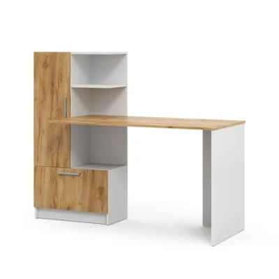 Abbildung von Vicco Schreibtisch Tomy, Weiß/Goldkraft Eiche, 150 x 59 cm