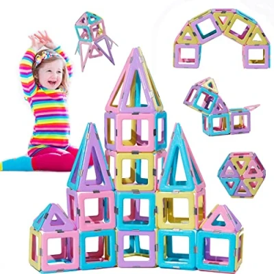 Abbildung von Magblock Magnetische Bausteine Magnet Konstruktion Bauen Blöcke Kinder Geschenk Spielzeug für Jungen und Mädchen 3 4 5 6 7 8 Jahre alt (80 Teiles)
