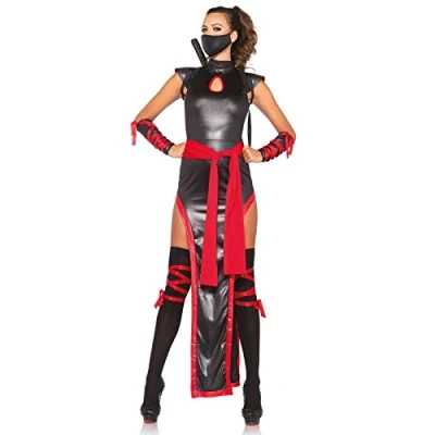 Abbildung von Leg Avenue Damen Shadow Ninja Erwachsenenkostüme, Black &amp; Red, Large (EUr 40)