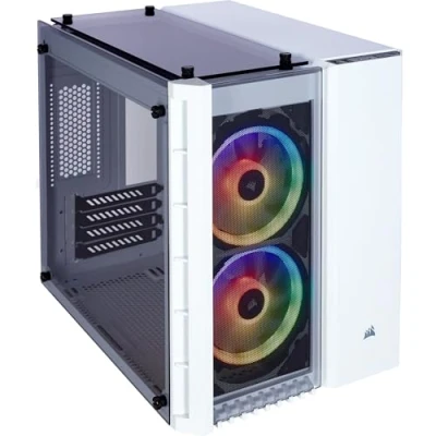 Abbildung von Corsair Crystal 280X RGB PC Gehäuse (Micro ATX mit gehärtetem Glas), LED, Weiß