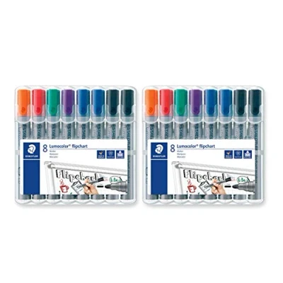 Abbildung von Staedtler Lumocolor 356 WP8X Flipchart Marker (Rundspitze ca. 2 mm Linienbreite, Set mit 8 Markern, Ideal für Blöcke, farbintensiv, geruchsarm, hohe Qualität) (2)