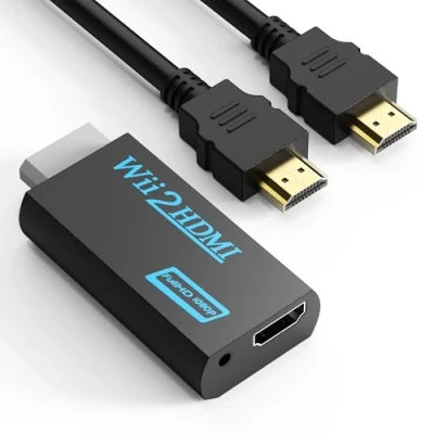 Abbildung von GoldOars Wii HDMI Adapter zu 1080P/720P HD Converter mit 3,5mm Stereo Audio Buchse +1.5m Kabel Unterstützt NTSC/PAL Format für Smart TV HDTV (Schwarz)