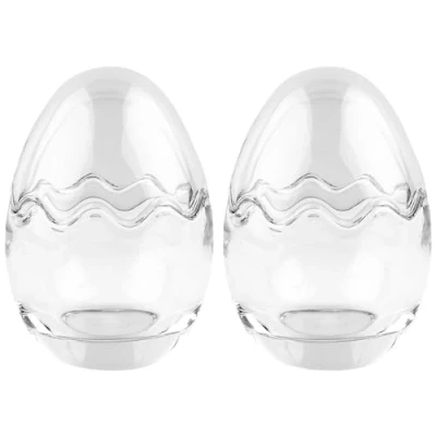Abbildung von Ideen mit Herz Glas Ei 2 teilig Dekoration Haus und Tisch Abnehmbarer Deckel befüllbar klar transparent (11,6 cm hoch Ø 8,2 Eier)