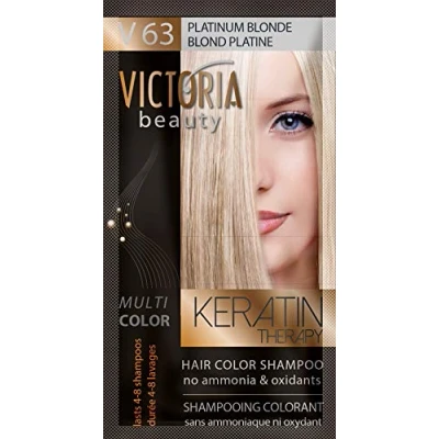 Abbildung von Victoria Beauty Color Shampoo für coloriertes Haar mit Keratin, Tönungswäsche, Tönungsshampoo ohne Ammoniak und Oxidantien Platinum Blonde Haarfarbe №63 (6 x 40ml)