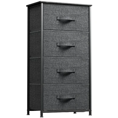 Abbildung von YITAHOME Kommode, Schrank, Aufbewahrungsschrank, 4 Schubladen aus Stoff mit Griffen, Aufbewahrungskommode, grau