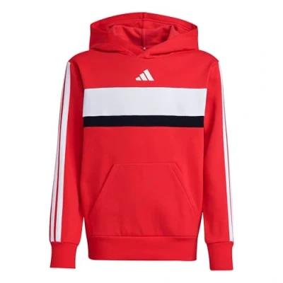 Abbildung von adidas Unisex Kinder Seasonal Essentials TIBERIO 3 Stripes Fleece Hoodie, Pure Ruby/White, 13 14 Years